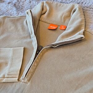 Hugo Boss Mens Tan Beige 1/4 Zip Cotton Pullover Sweater Large